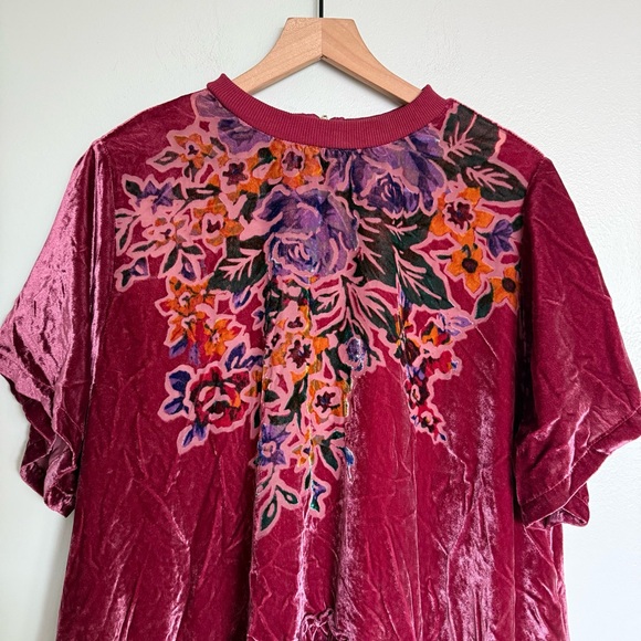 Free People Sweet Echoes Red Plum Velvet Mini Dress - Picture 6 of 10